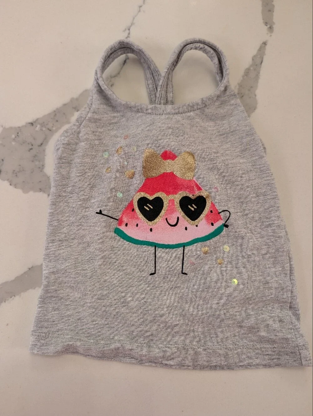 Carter's Tank Top Watermelon With Sequin Accent 12 Months Like New